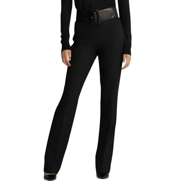 Ralph Lauren Black Label Black Straight Leg Mid-Rise Trouser Pants 4 - Picture 1 of 6